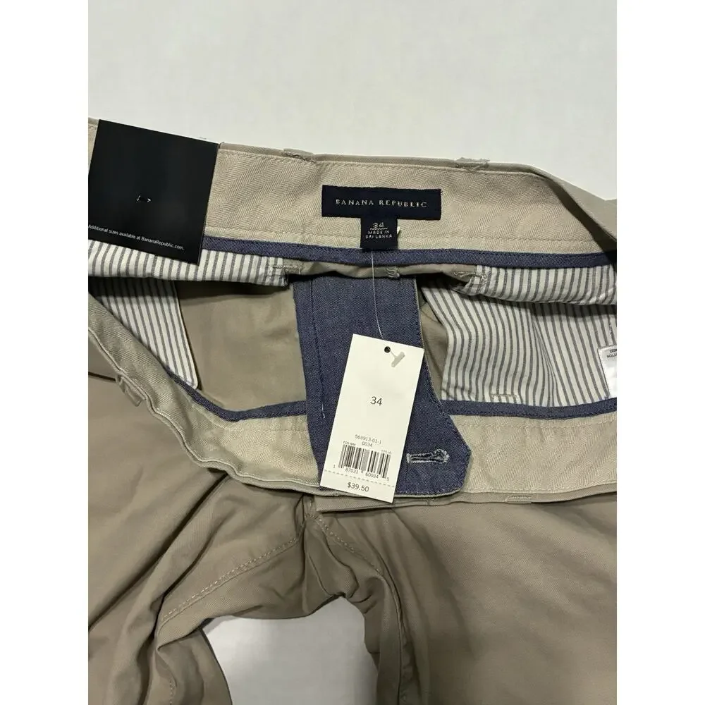 Banana Republic Men's 34 Khaki Chino Shorts 9” Inseam